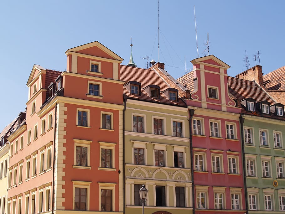 wrocław, townhouses, the market, colored townhouses, monuments, HD wallpaper