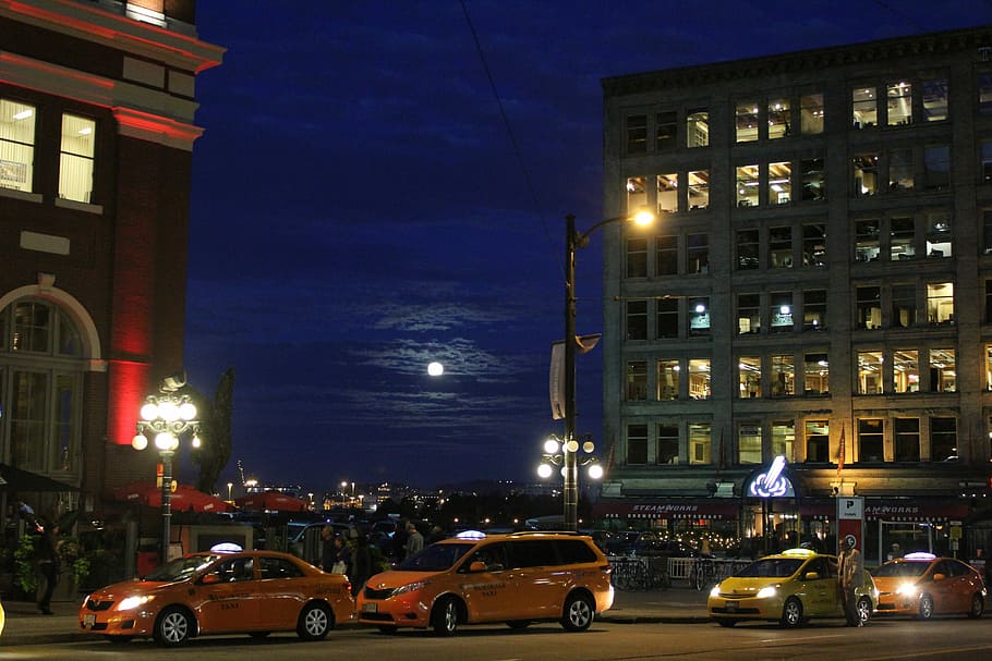 Moonlight, Night, Mood, illuminated, building exterior, car HD wallpaper