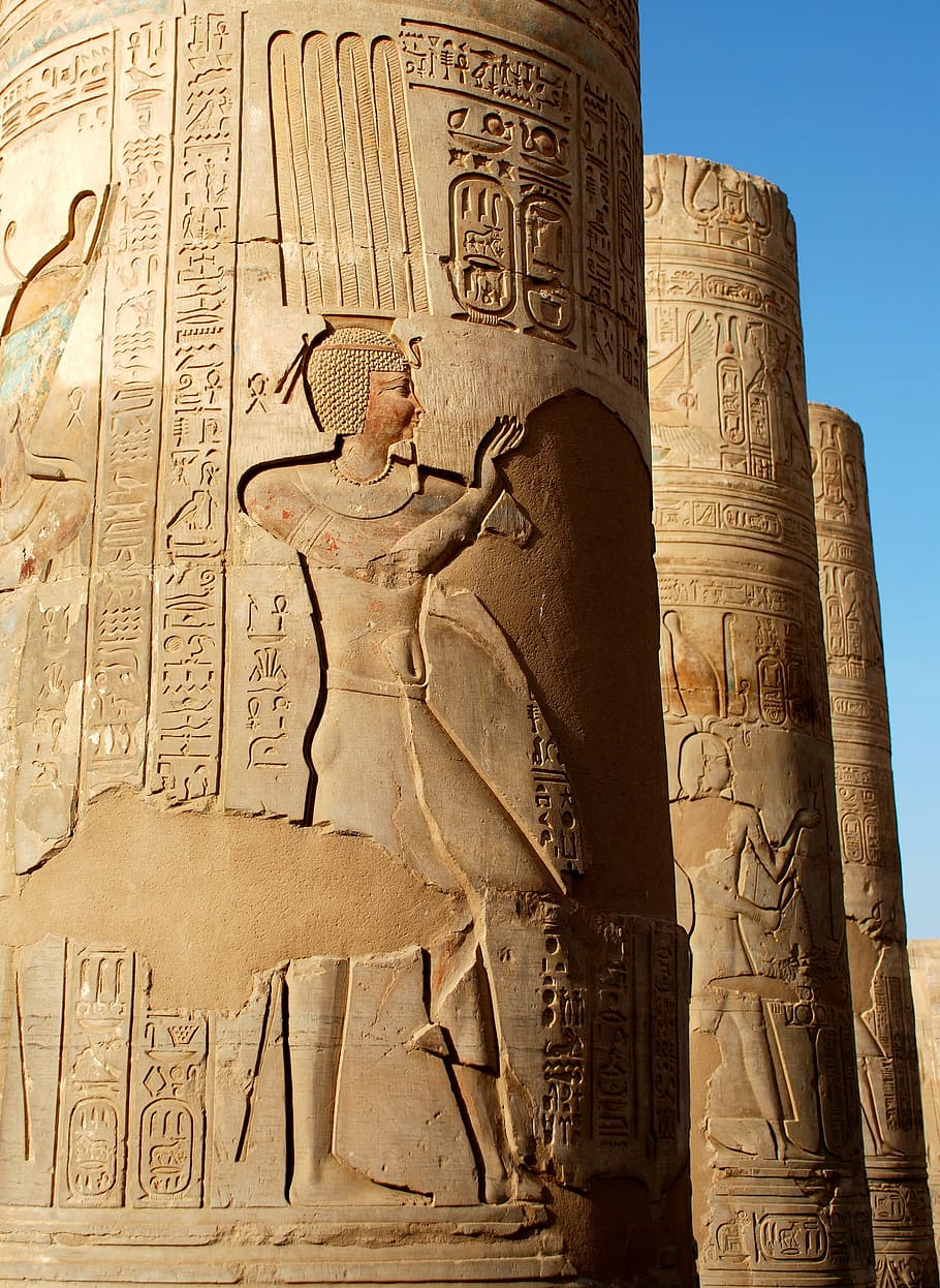 kom ombo, egypt, hieroglyphs, stone, writing, travel, hieroglyphics, HD wallpaper