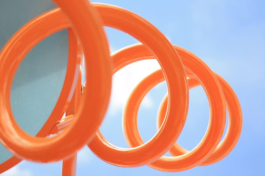 Spiral, Orange, Pattern, Swirl, Curve, spin, close-up, no people HD wallpaper