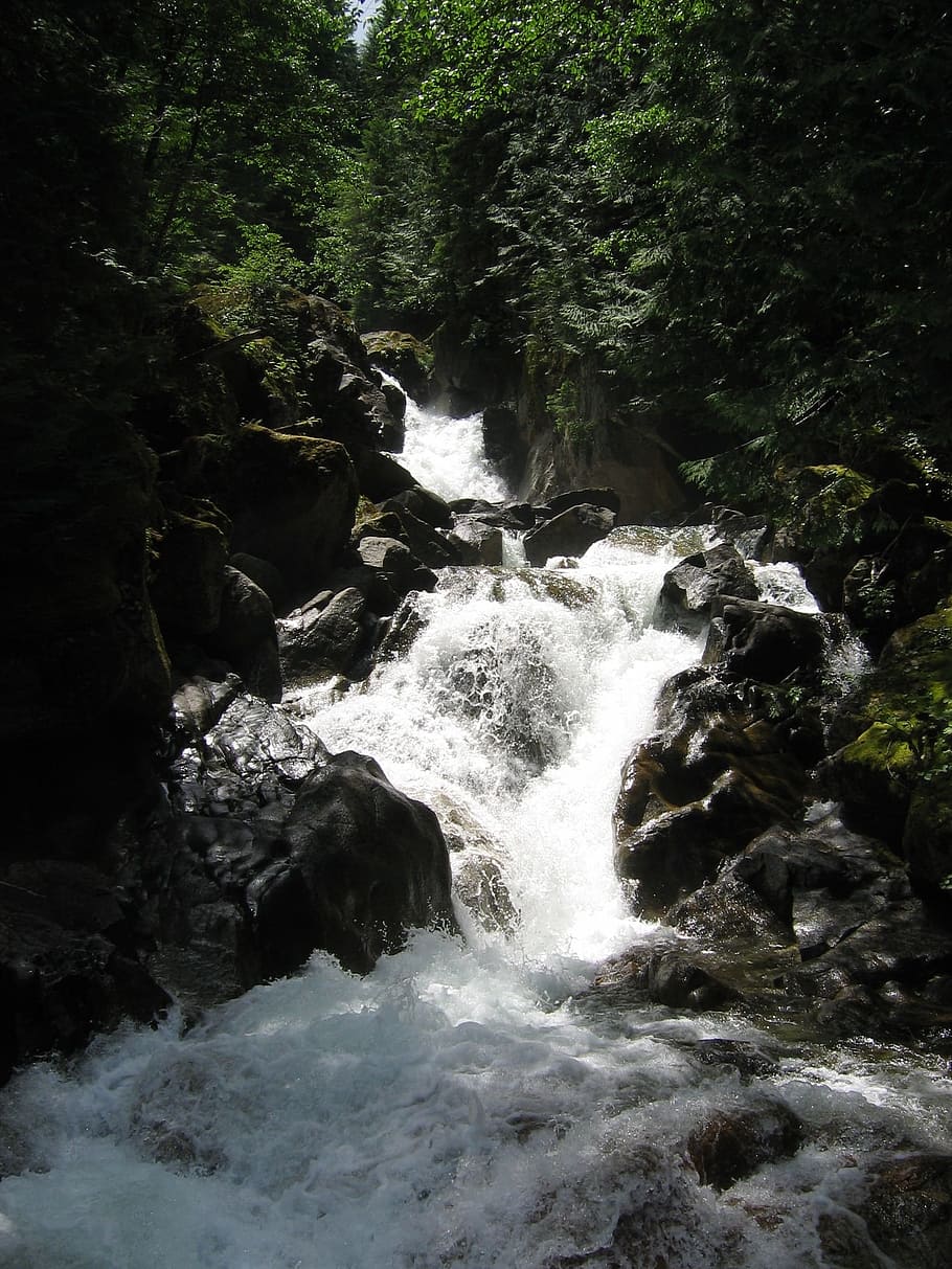 waterfall, cascades, white, splashes, flowing, rivers, splashing HD wallpaper
