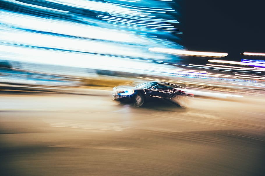 time lapse photography of car on road during night, sand, racing HD wallpaper