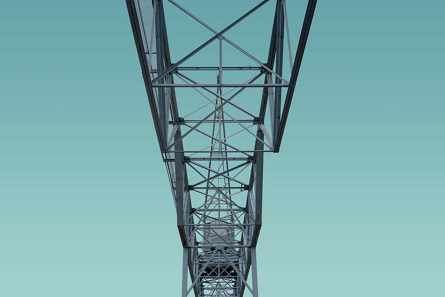 tower metal frame photo, low angle photography of electricity pylon HD wallpaper