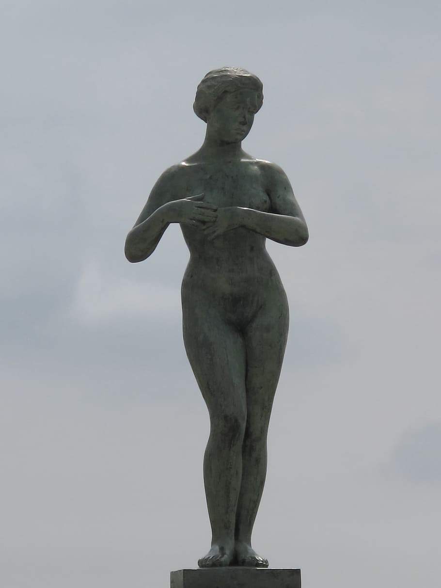 sculpture, sun, shadow, sky, grey, cloudy, backlight, art, statue HD wallpaper