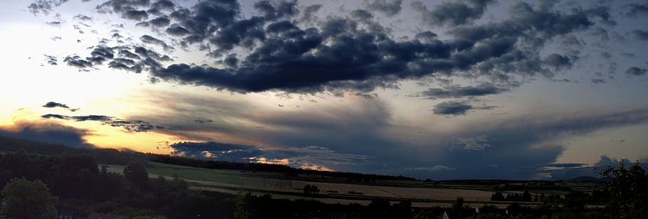 sunset, cloudy, sky, nature, landscape, sunlight, color, scenic HD wallpaper