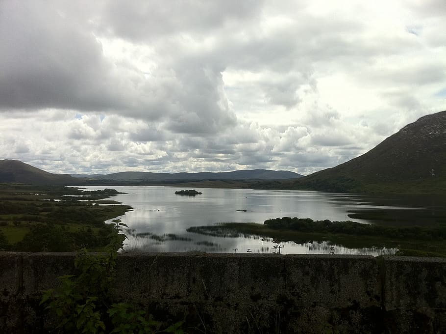 lake, galway, irish, ireland, clouds, landscape, sky, nature