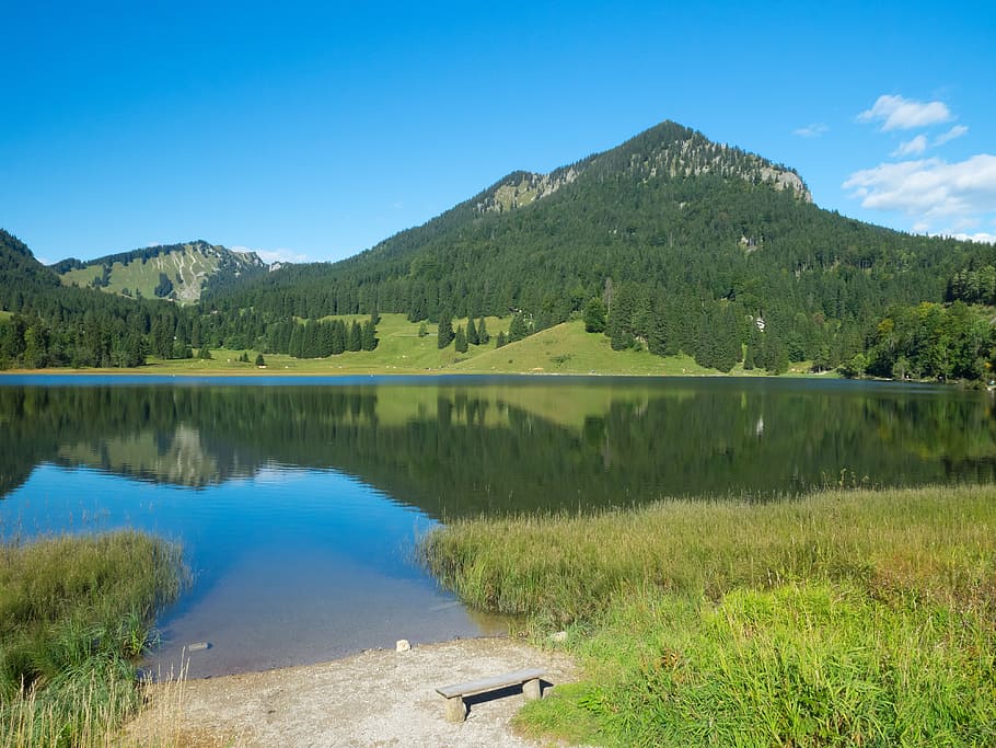 lake, spitzingsee, bavaria, germany, landscape, mountain, alps HD wallpaper