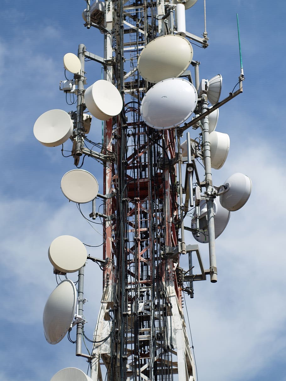 antenna, pole, technology, communication, transmission, tower, HD wallpaper