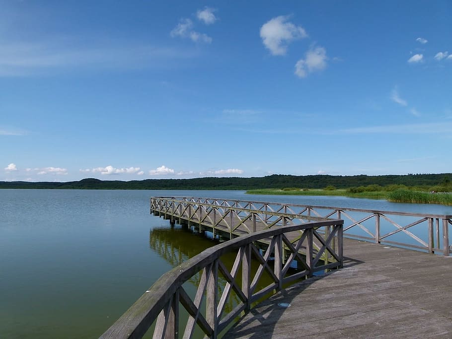 Germany, Clouds, Lake, Water, sky, reflections, pier, boardwalk HD wallpaper