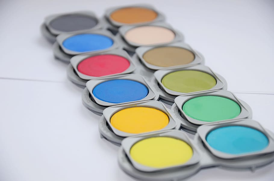 Paint, Palette, Color, Beauty, bright, yellow, orange, blue HD wallpaper