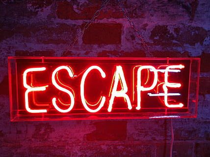 red escape neon light signage, exit, departure, text, western script HD wallpaper
