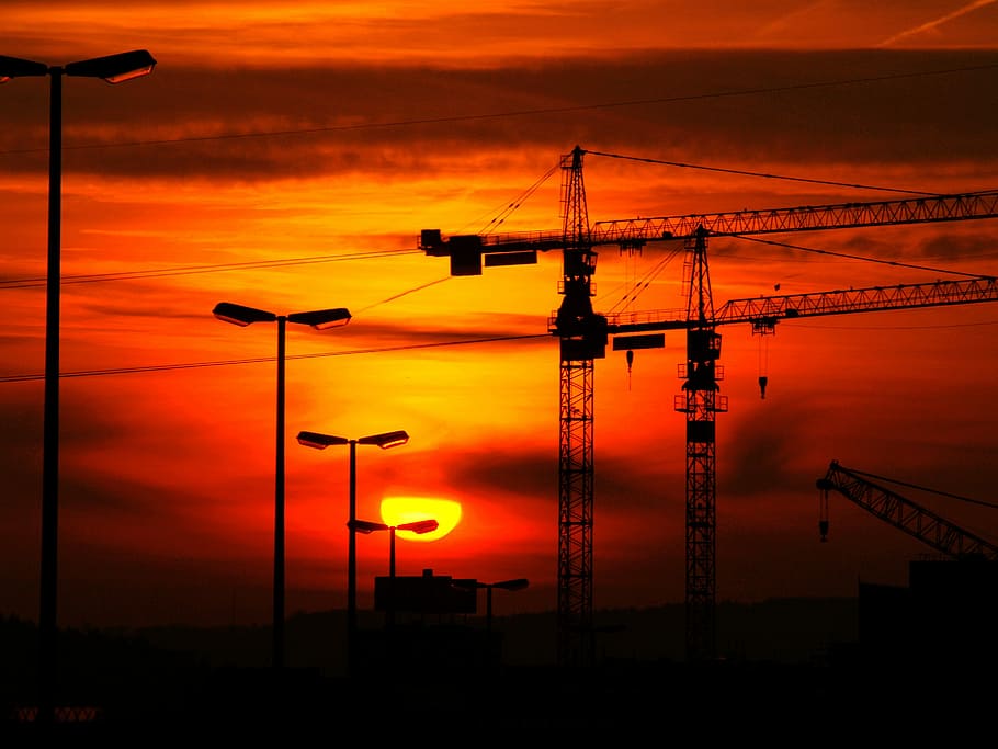 Sunset, site, orange color, silhouette, cloud - sky, red, no people HD wallpaper