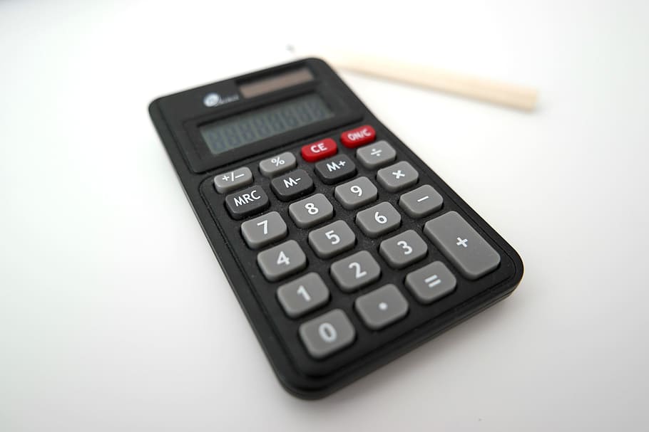 calculator, pencil, office, finance, education, desk, financial, HD wallpaper