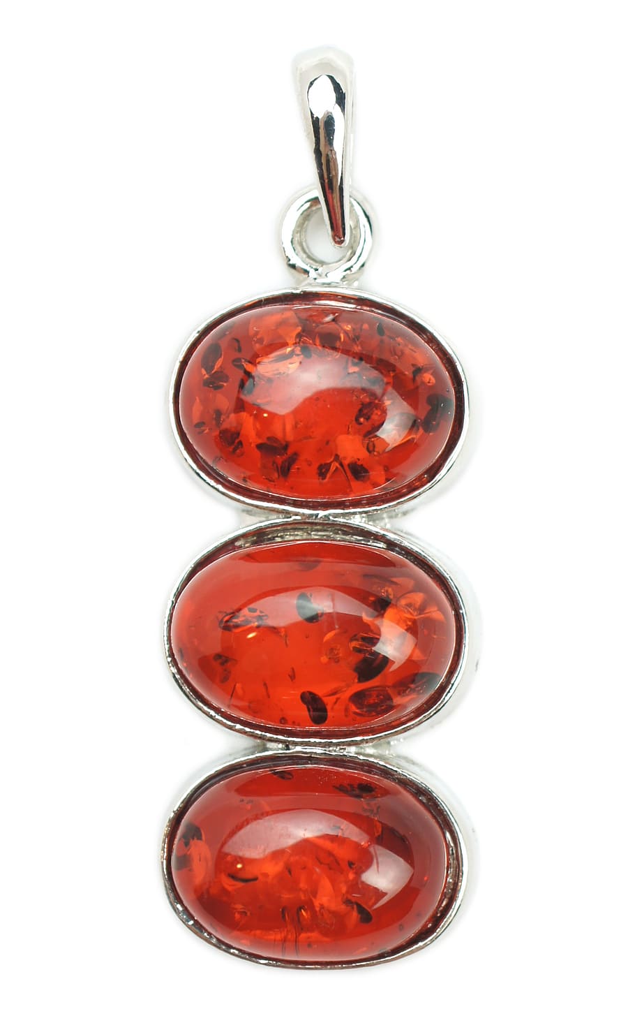 silver-colored three red gemstone pendant, amber, jewelry, talisman, HD wallpaper