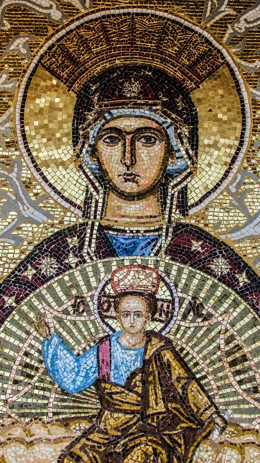 mosaic, ayia napa, virgin mary, cyprus, art and craft, representation, HD wallpaper