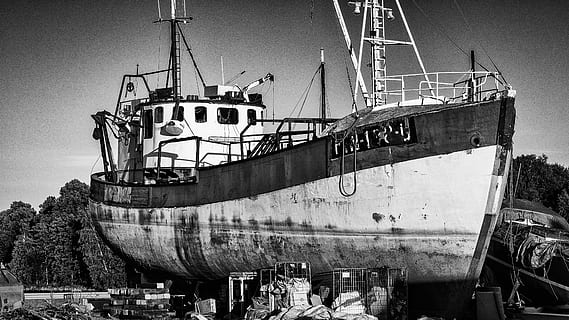 Ship, Dry Dock, rusty, black And White, nautical Vessel, old HD wallpaper