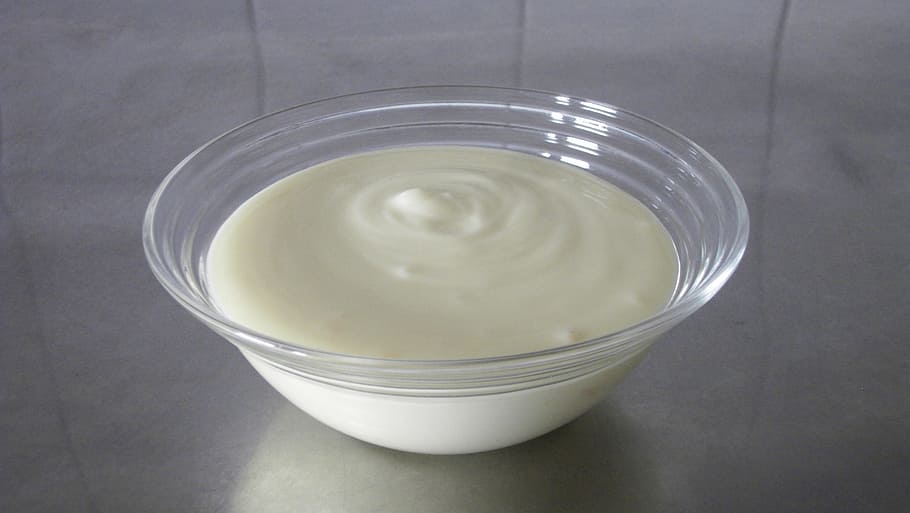 white cream in clear glass bowl, Yogurt, food, food And Drink HD wallpaper