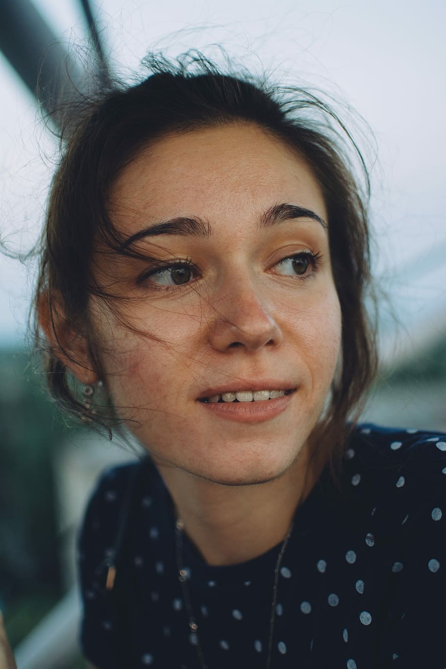 woman looking sideways with messy hair, Face, Girl, Female, Portrait, HD wallpaper