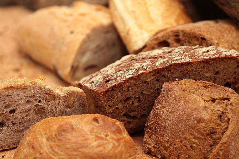 close up photography of breads, roll, eat, food, breakfast HD wallpaper