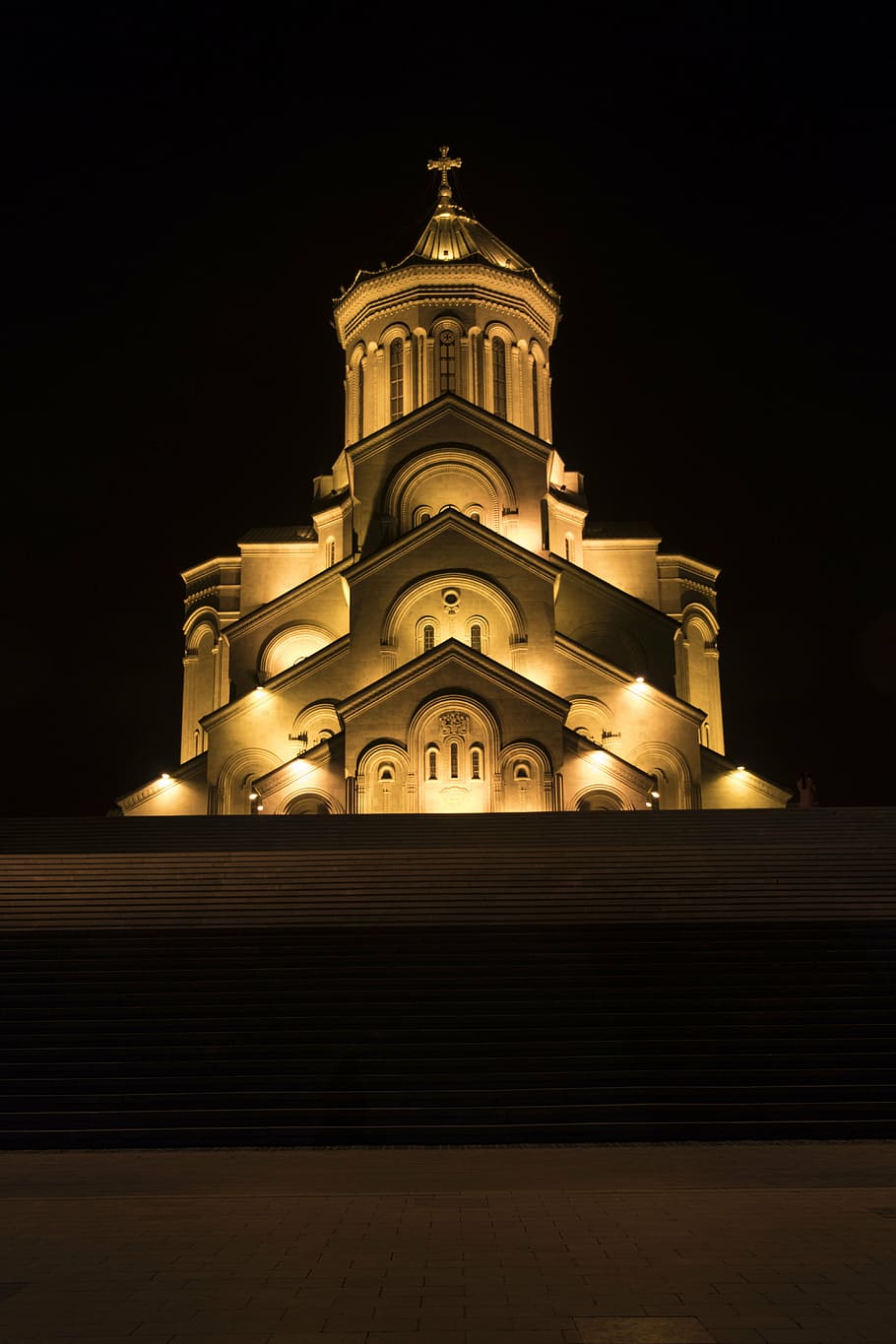 georgia, tbilisi, cathedral, trinity, church, night, illuminated HD wallpaper