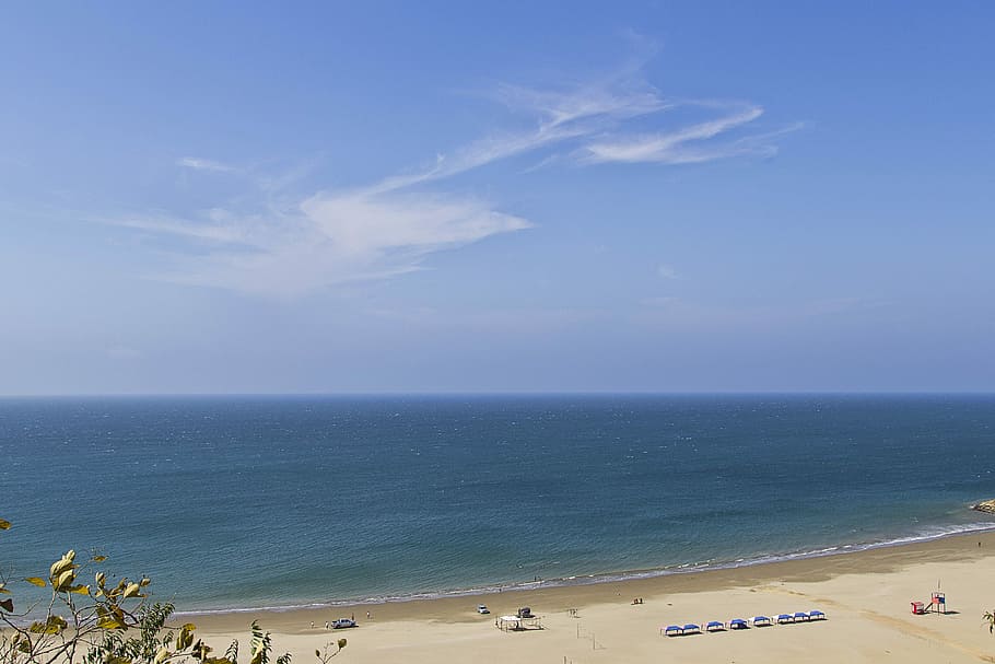 aerial photography of body of water and sand, photo of sea shore HD wallpaper