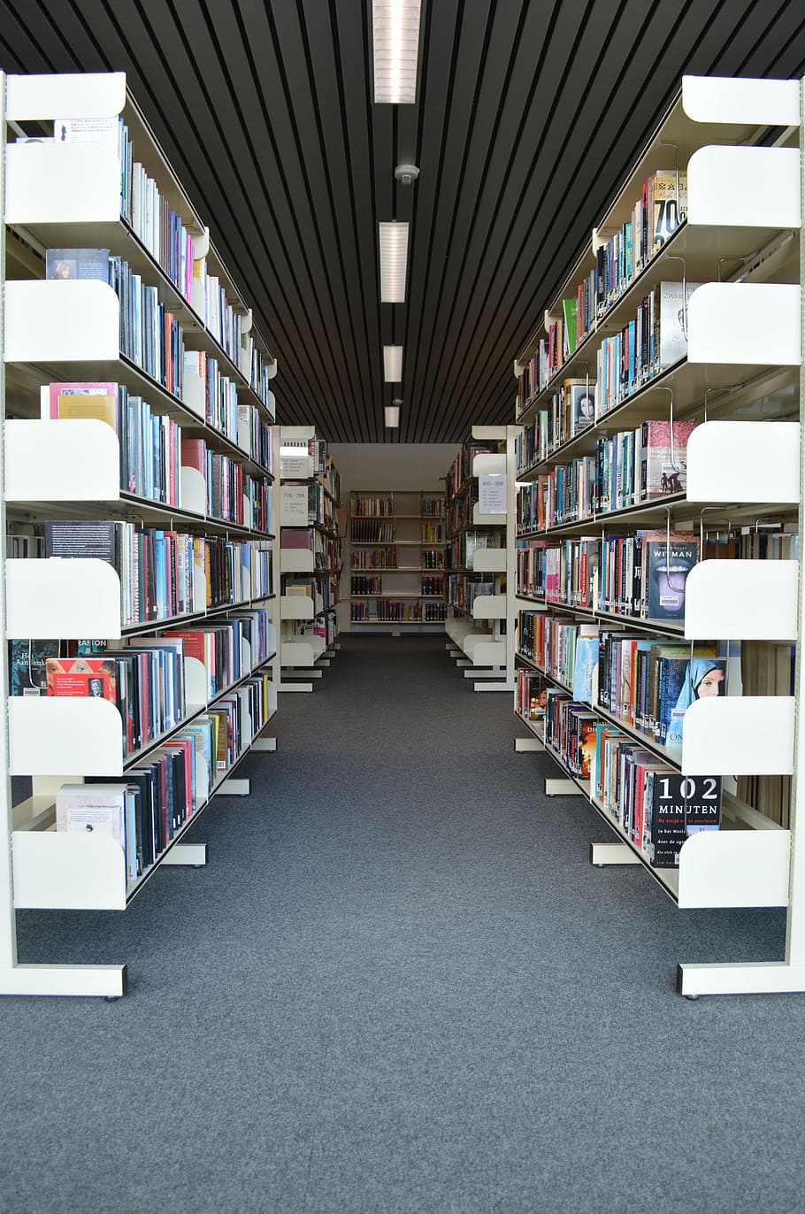 books, library, read, bookmarks, bookshelf, symmetry, education HD wallpaper