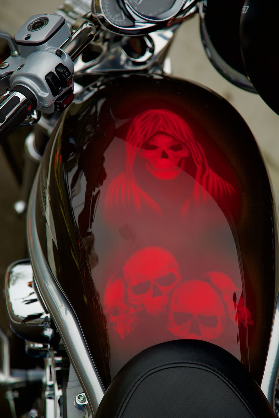 graphic, motorcycle, harley davidson, close-up, no people, land vehicle HD wallpaper