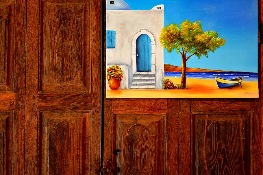 table, perspective, support, door, painting, color, wood - material HD wallpaper