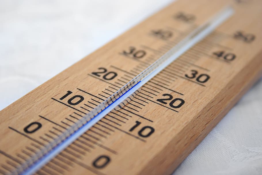 brown wooden thermometer, ruler, celsius, centigrade, gauge, glass