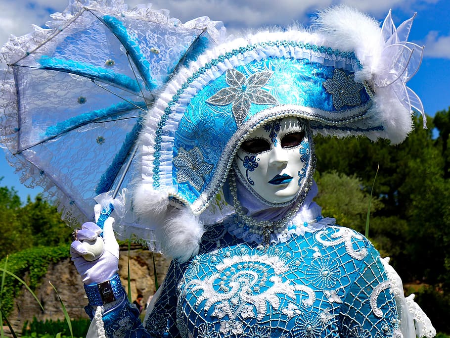 person wearing masquerade mask and umbrella, Venice, Venice, Venice, Carnival, HD wallpaper