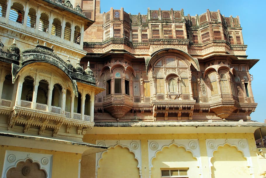 india, rajastan, jaisalmer, palace, maharajah, facades, mughal architecture, HD wallpaper