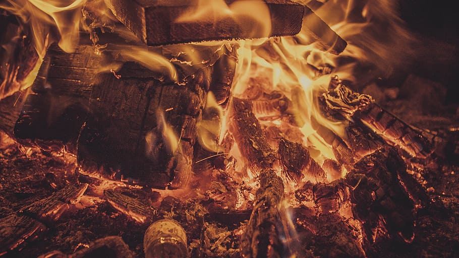 Fire, Flame, Burn, Wood, Wood, Hot, wood fire, campfire, close HD wallpaper