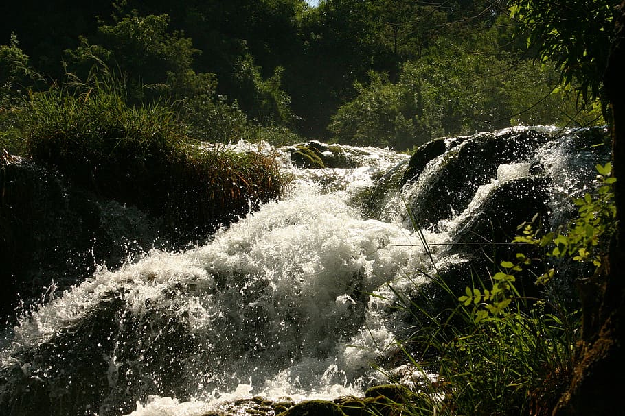 rapids, water, clear, wild, flow, nature, river, croatia, island of krk HD wallpaper