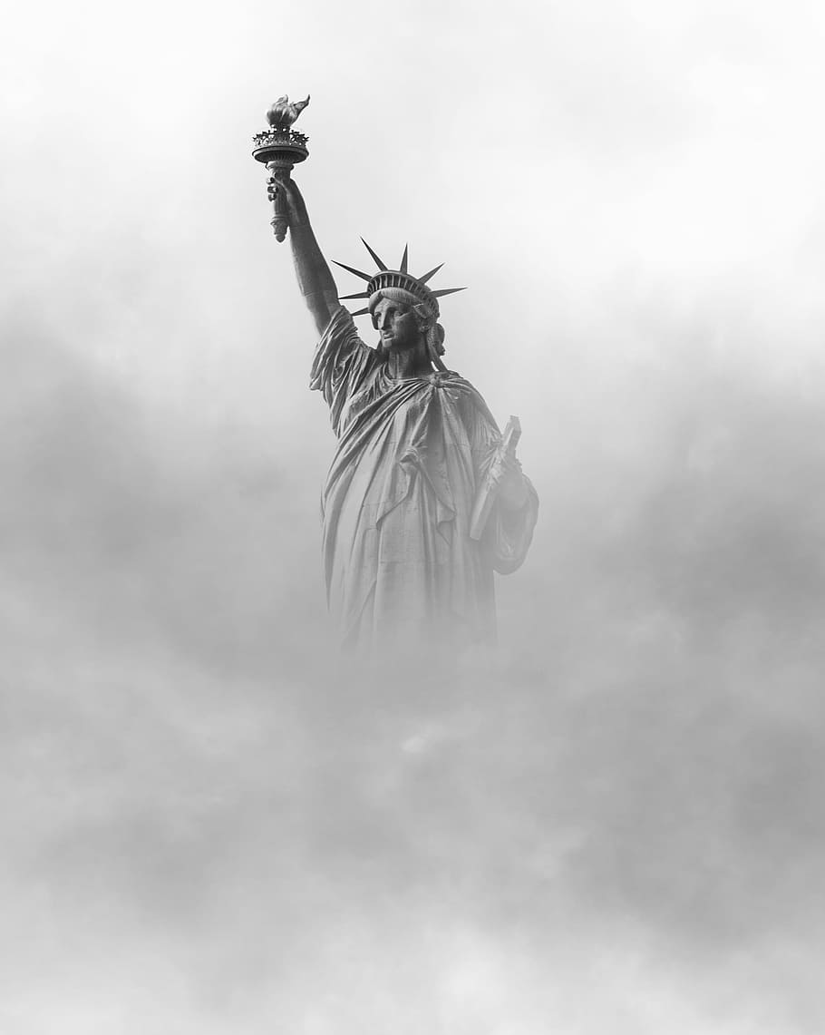 Statue of Liberty, New York, Statue of Liberty surrounded by smoke