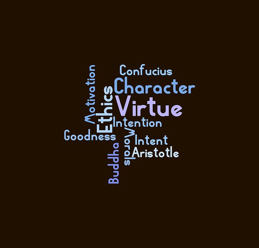 word cloud digital wallpaper, ethics, wordcloud, virtue, new fonts