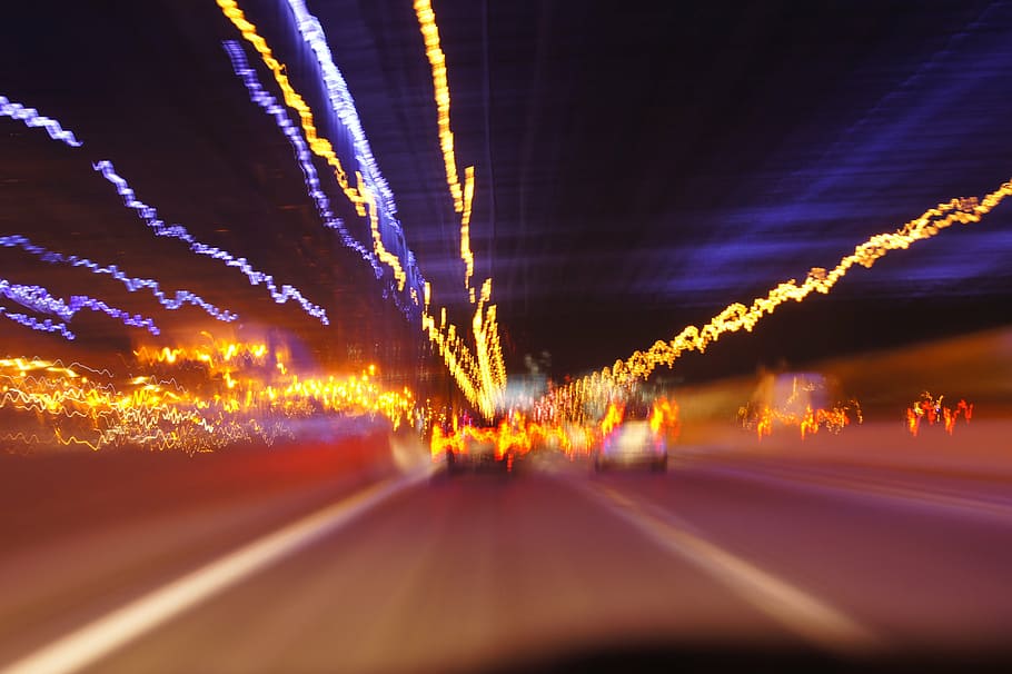 night, light, road, motion, illuminated, transportation, speed HD wallpaper