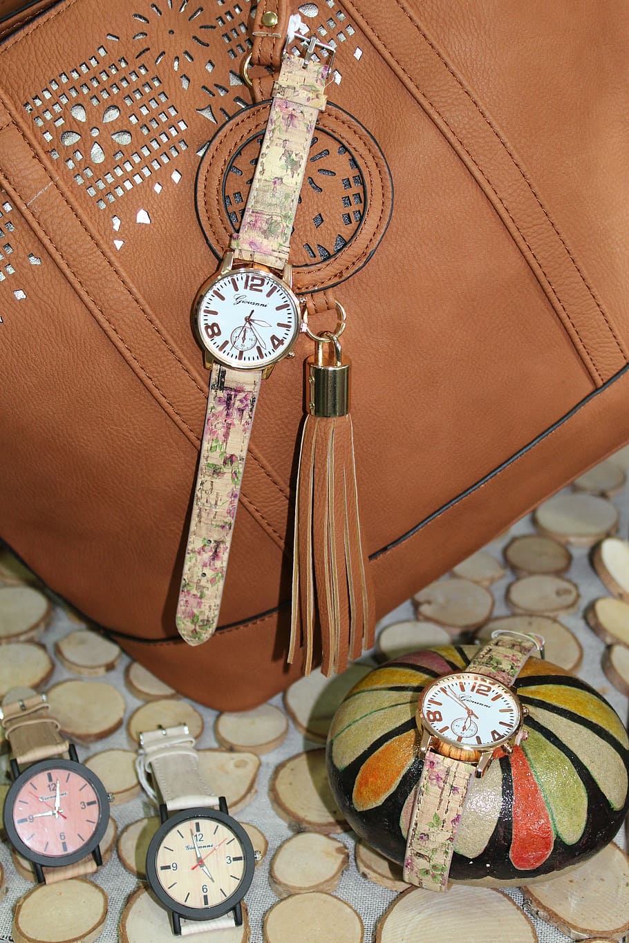 bag, clock, brown, time, instrument of time, indoors, no people HD wallpaper