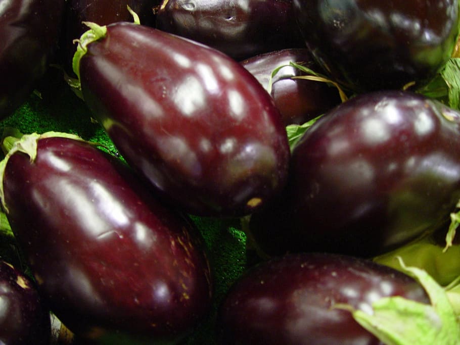 HD wallpaper: purple and green eggplants, aubergine, solanum melongena, raw  | Wallpaper Flare
