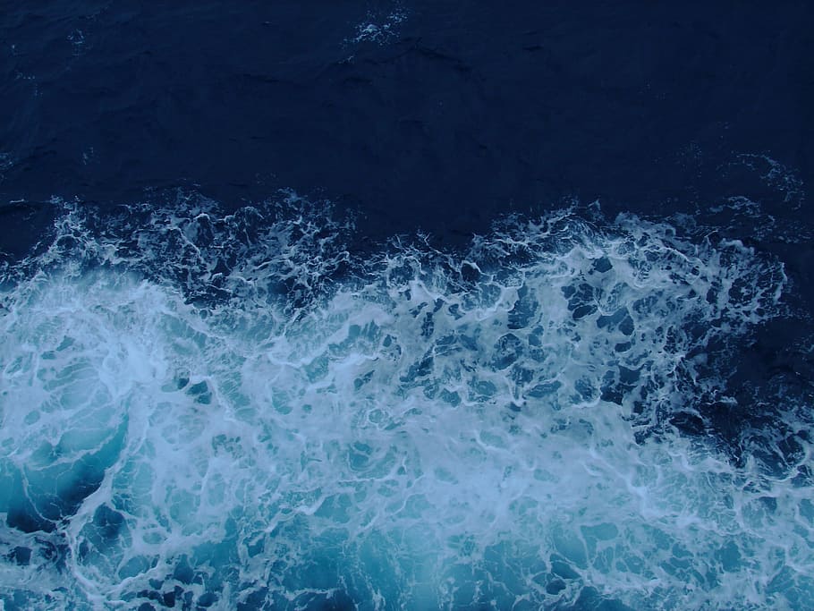 ocean, breaker, blue, water, splash, whitecap, wave, coastline, HD wallpaper