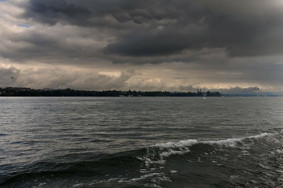 lake constance, storm, dramatic, atmosphere, sky, weather mood HD wallpaper