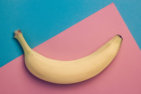 Ripe Banana Fruit, raw, colored background, studio shot, indoors HD wallpaper