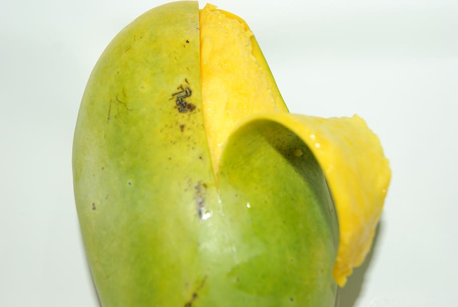mango, fruit, yellow, green, spring, food and drink, studio shot HD wallpaper