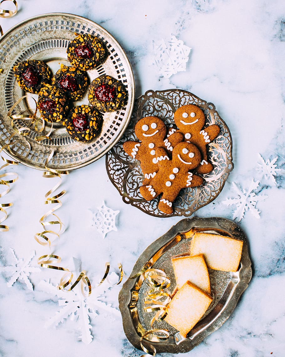 bread, breakfast, cookie, dessert, food, plate, presentation HD wallpaper