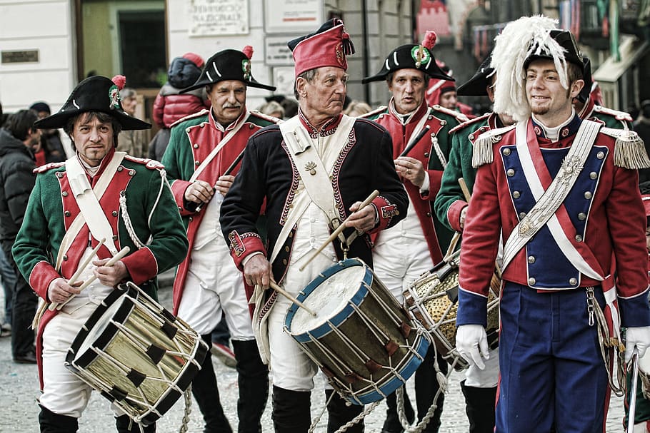drummer, men, band, group, carnival, costume, culture, music HD wallpaper