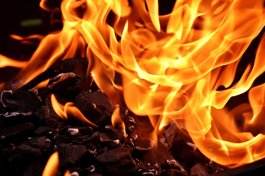 fire flames ], carbon, burn, hot, mood, campfire, fireplace HD wallpaper