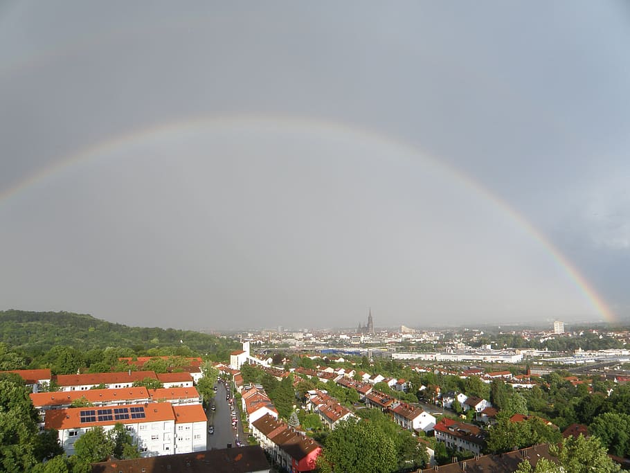 Ulm, Rainbow, Outlook, building exterior, built structure, architecture HD wallpaper