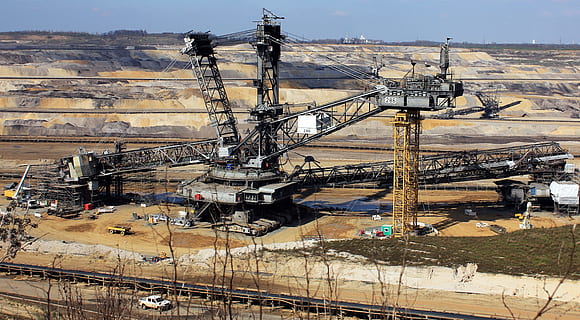 gray crane near desert, open pit mining, raw materials, bucket wheel excavators HD wallpaper