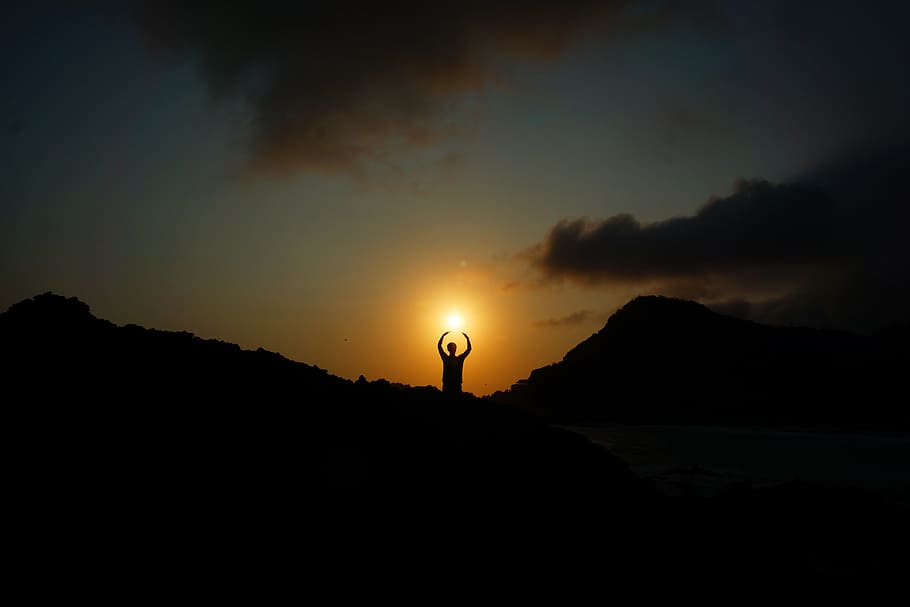 sunset, view, beach, the sky, the natural scenery, the landscape HD wallpaper