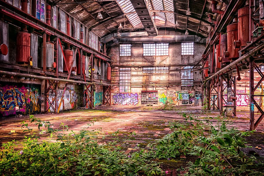 photography of empty building, lost place, factory, factory building, HD wallpaper