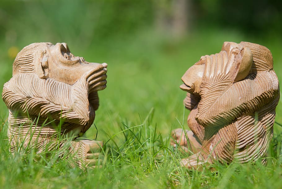 monkey, statue, grass, culture, asia, sculpture, religion, temple HD wallpaper